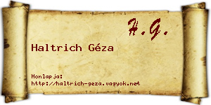 Haltrich Géza névjegykártya