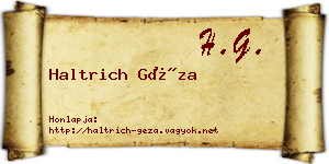 Haltrich Géza névjegykártya